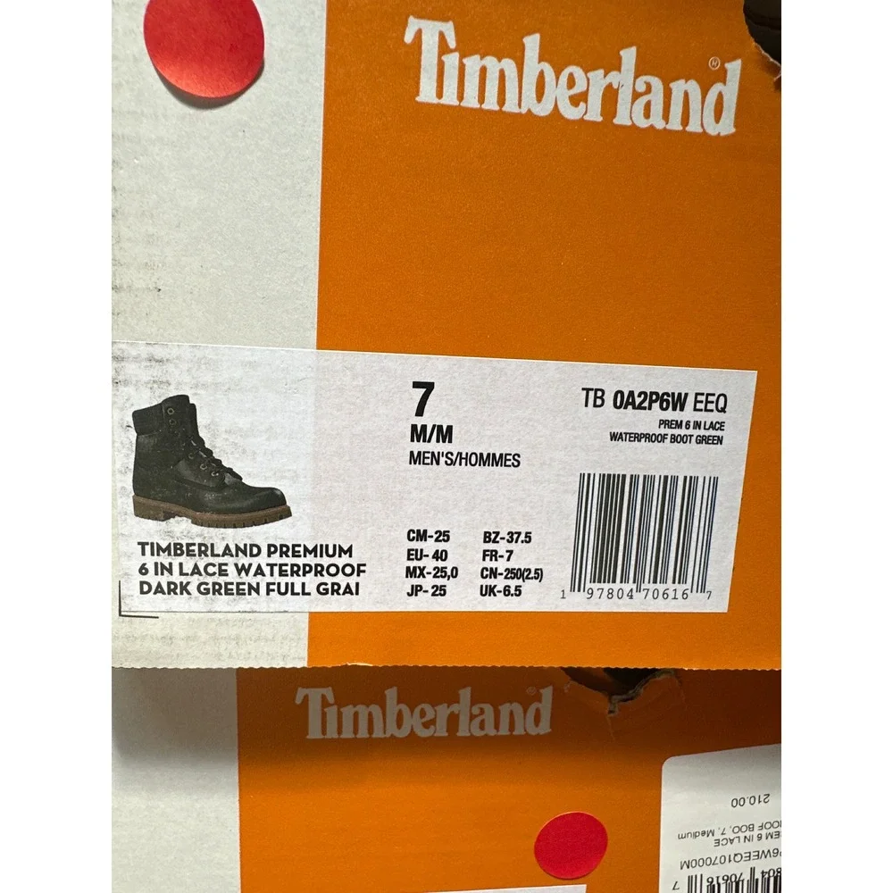 Timberland Premium 6 inch Waterproof Boot Dk Green Full Grain TB‎ 0A2P6W EEQ 7